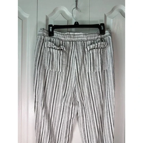 Per Se Women's Striped Drawstring Pants Size‎ M Linen Blend Casual Relaxed Fit - Picture 4 of 7